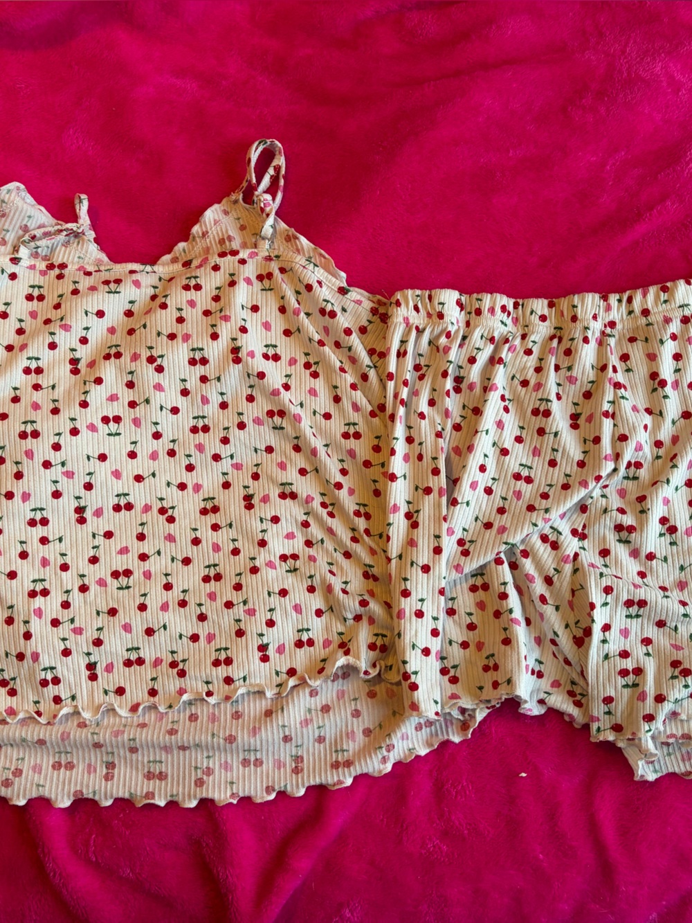 Cream Cherry-Print Cami and Shorts Set - Picture 6 of 6